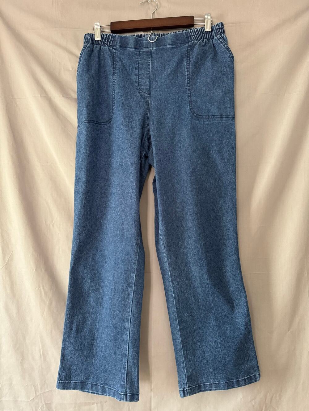 Allison Daley Women’s Pull-On Denim Pants Blue Elastic Waist Wide Leg, Size 12S